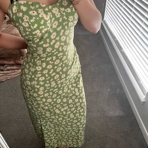 Nasty Gal Green Floral Dress